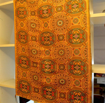 Exotic Brocade Fabric: 29.5"W Gold Thread Tibetan Jacquard Satin