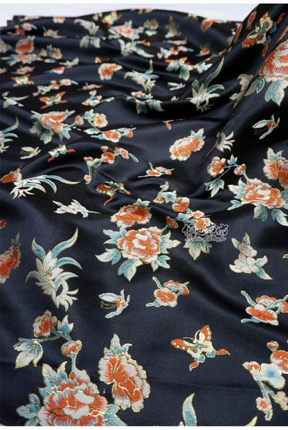 Peony Silk Brocade Fabric: Chinese Jacquard for Cheongsam, Hanfu & Upholstery