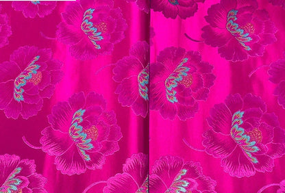 Peony Brocade Fabric: 29.5"W Tibetan Rayon Satin