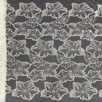 Pearl & Sequin Embroidered Fabric ��� 4/6/8mm Beads, Luxury Bridal Gown Material, Wedding Dress, Couture Sewing, High-End Fashion Fabr"W