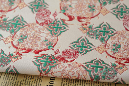 Gold Thread Jacquard Fabric: Chinese New Year Design, 65" Wide