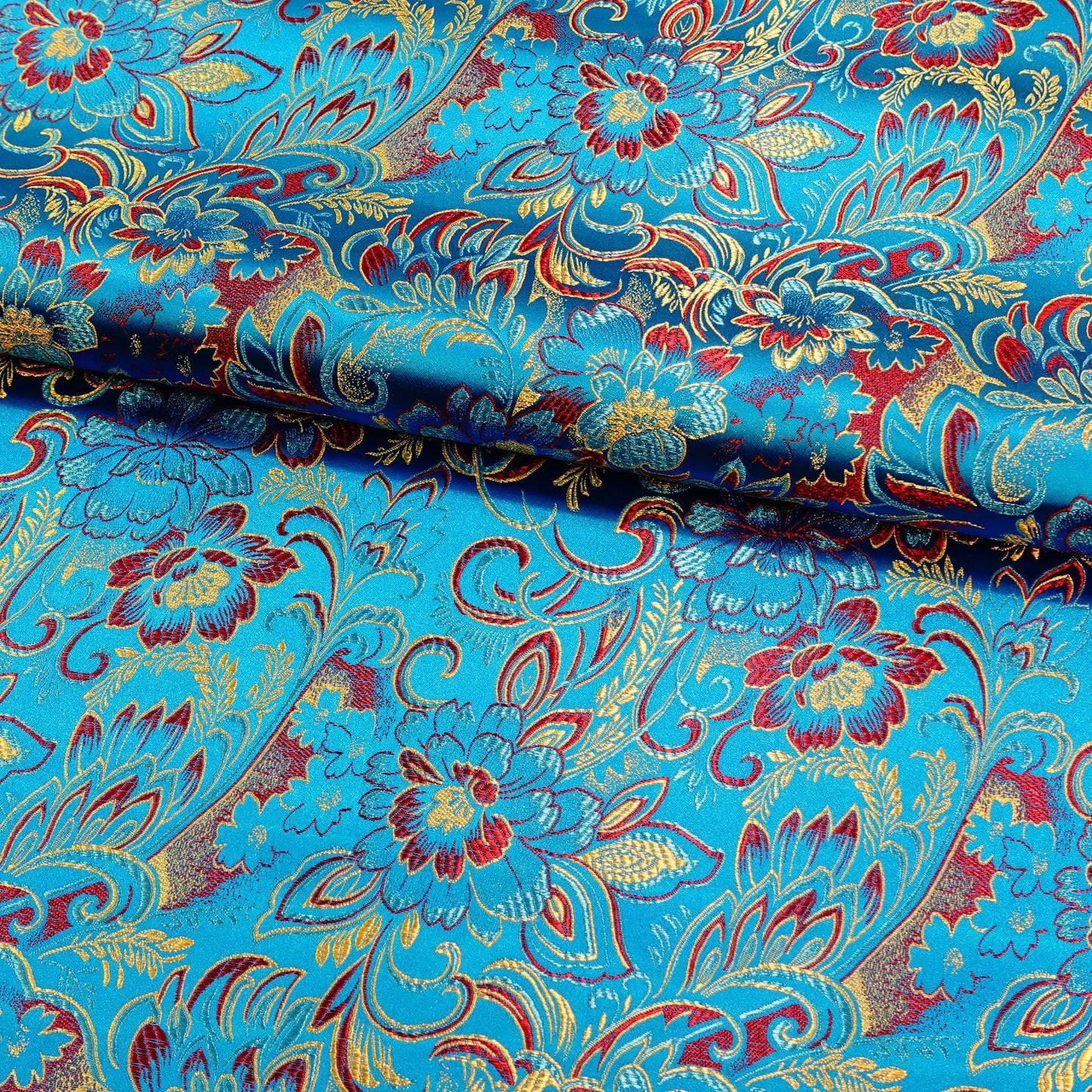 Lily Flower Brocade Fabric: Rayon Satin Blend, 45" Wide - By The Meter
