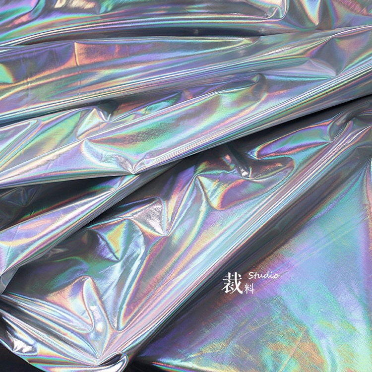 Holographic TPU Fabric: Elastic Symphony, Designer Clothing Material, 59" Wide