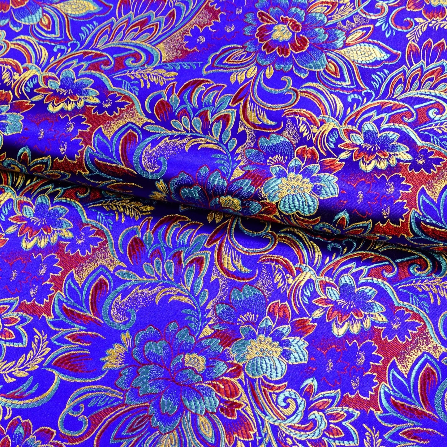 Lily Flower Brocade Fabric: Rayon Satin Blend, 45" Wide - By The Meter