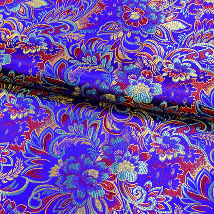 Lily Flower Brocade Fabric: Rayon Satin Blend, 45" Wide - By The Meter