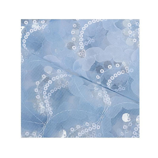 Tissu en dentelle brodée de sequins 48 pouces : Décoration pour mariage, bal de fin d'année