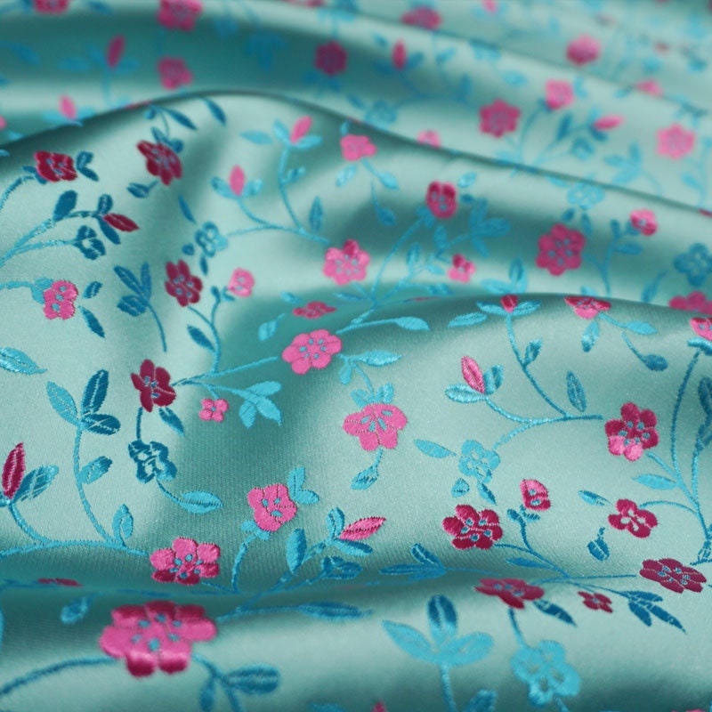 Floral Silk Brocade Fabric: Delicate Tangled Flowers, 45"W