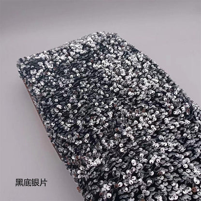 Iridescent Sequin Fabric: 3D Embroidery Shell Flannelette, 49" Wide