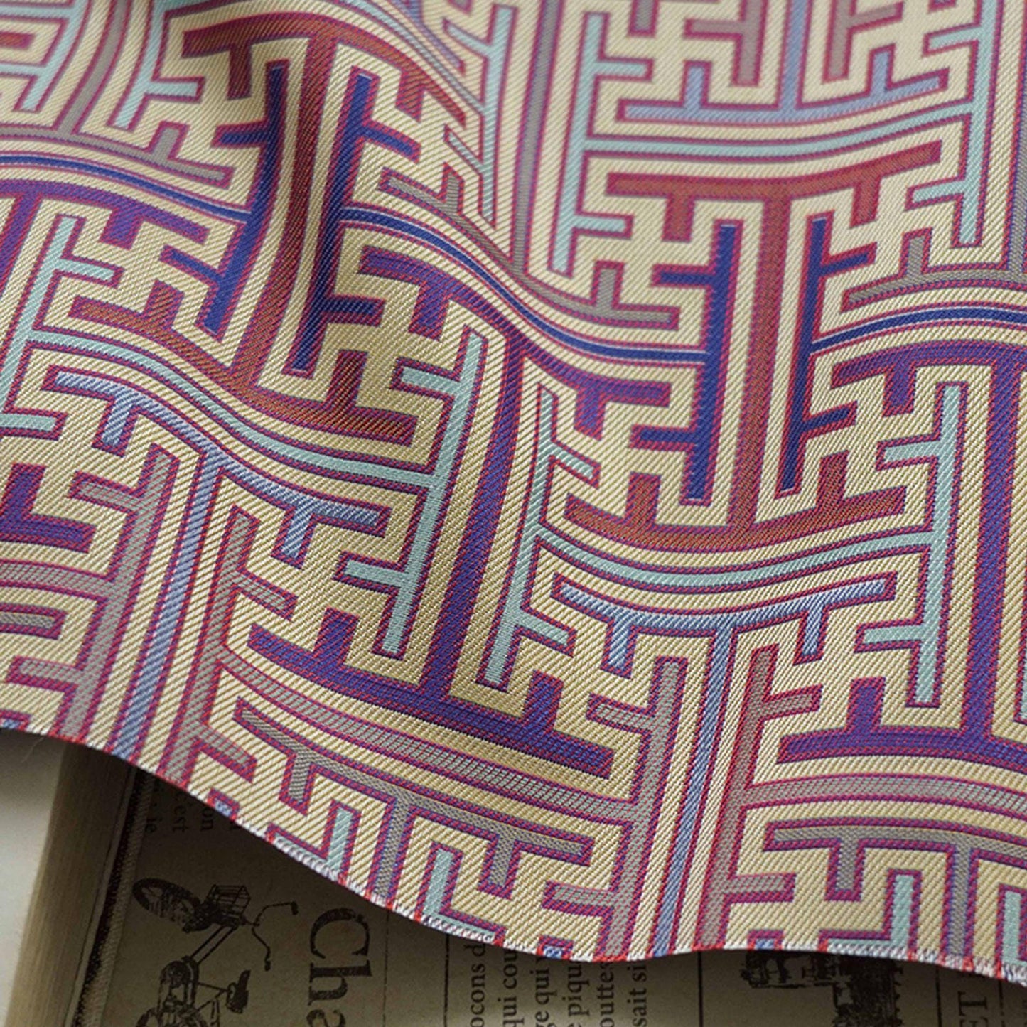 Reversible Jacquard Woven Fabric: Ancient Checkered Pattern, 59"W