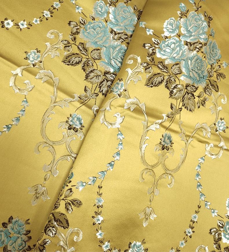 Metallic Damask Satin Fabric: 3D Texture Jacquard, 59" Wide