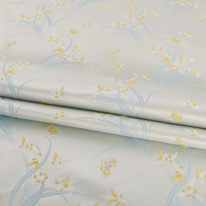 Orchid Butterfly Brocade Satin Fabric: 59" Wide Chinese Style