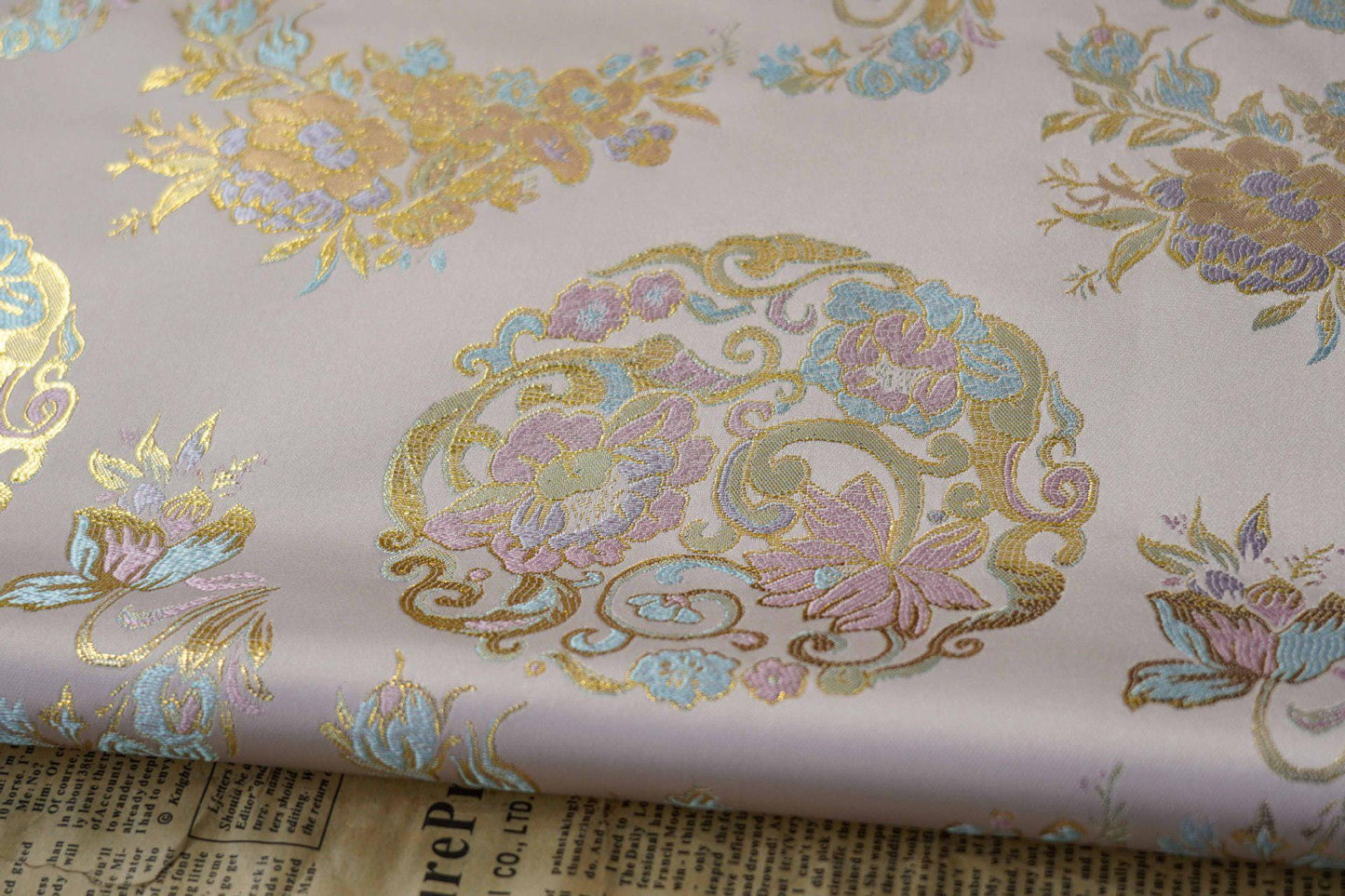 Gold Thread Brocade Fabric: 59"W Mongolian Tibetan Style