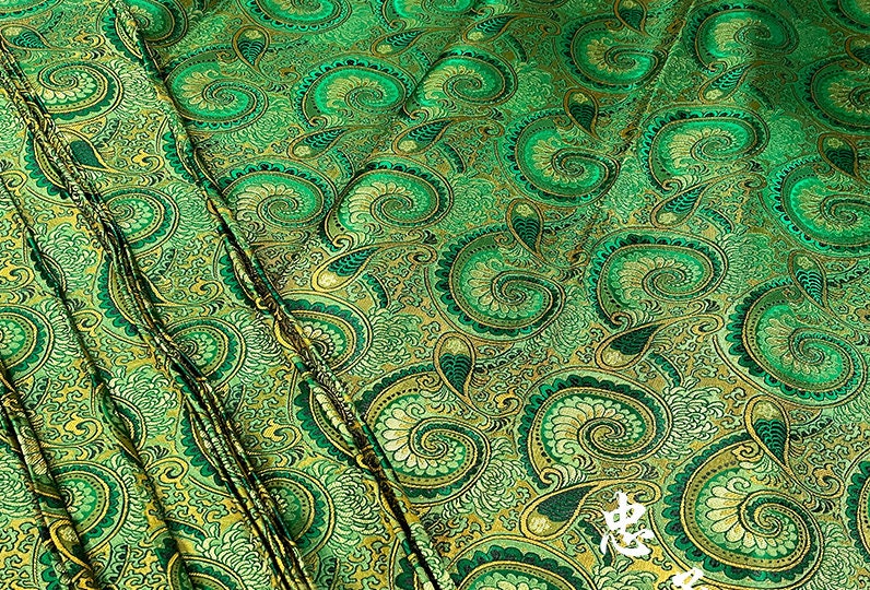 Damask Paisley Cheongsam Fabric: Golden Brown Upholstery Material