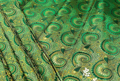 Damask Paisley Cheongsam Fabric: Golden Brown Upholstery Material