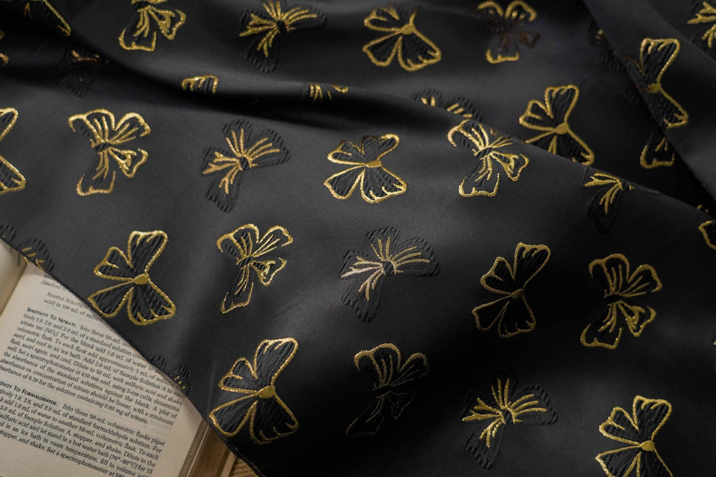 Butterfly Jacquard Fabric: Gold Thread Rayon Blend, 59" Wide By The Meter