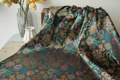 Jacquard Brocade Fabric: Chinese Ancient Pattern Polyester Blend (62")