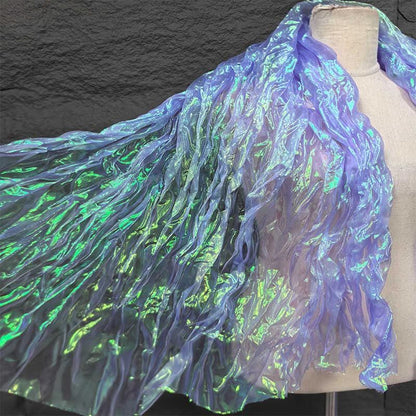 Mermaid Iridescent Pleated Organza Fabric - 55" Wide
