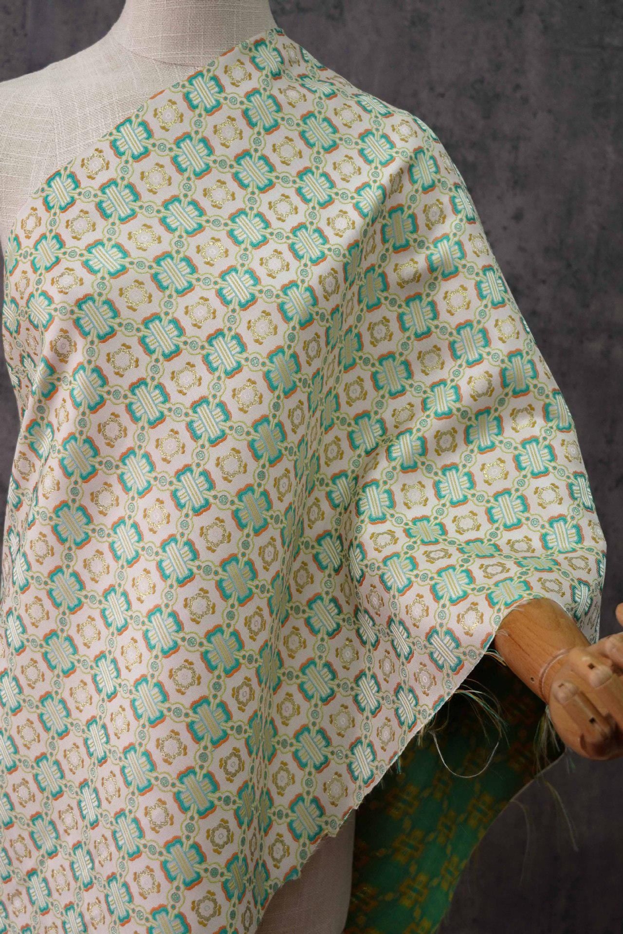 Green Dragon Brocade Fabric: Chinese Cheongsam Dress Material (59"W)