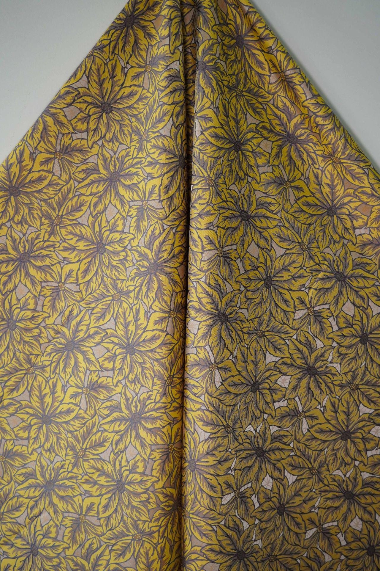Caramel Floral Jacquard Fabric: Embossed Leaves, 60" Wide