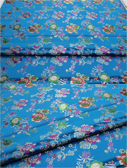 Floral Brocade Fabric: Chinese Style Silk Rayon Blend (29.5" Wide)