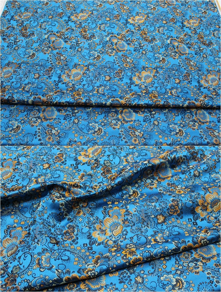 Cherry Blossom Jacquard Brocade Fabric: 29.5" Wide Silk Rayon Blend
