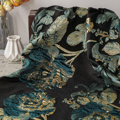 Tissu jacquard floral vintage ��� Métallisé en relief 3D 3"W