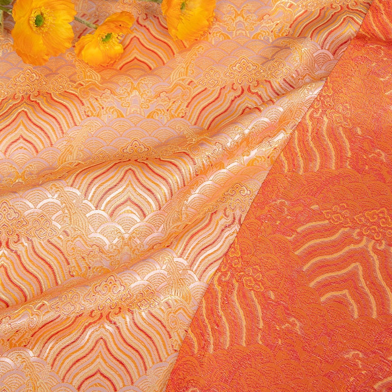 Sea Wave Brocade Fabric: Silk Rayon Jacquard, 59" Wide