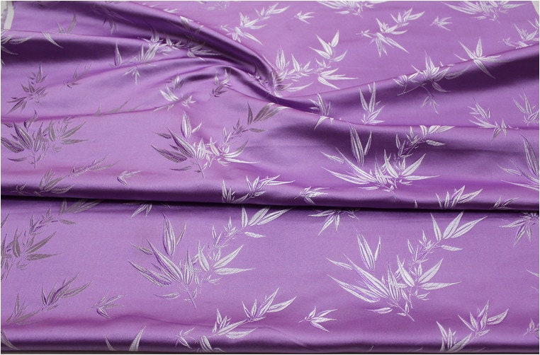 Leaves & Flower Brocade Fabric: Silk Rayon Blend, 29.5" Wide