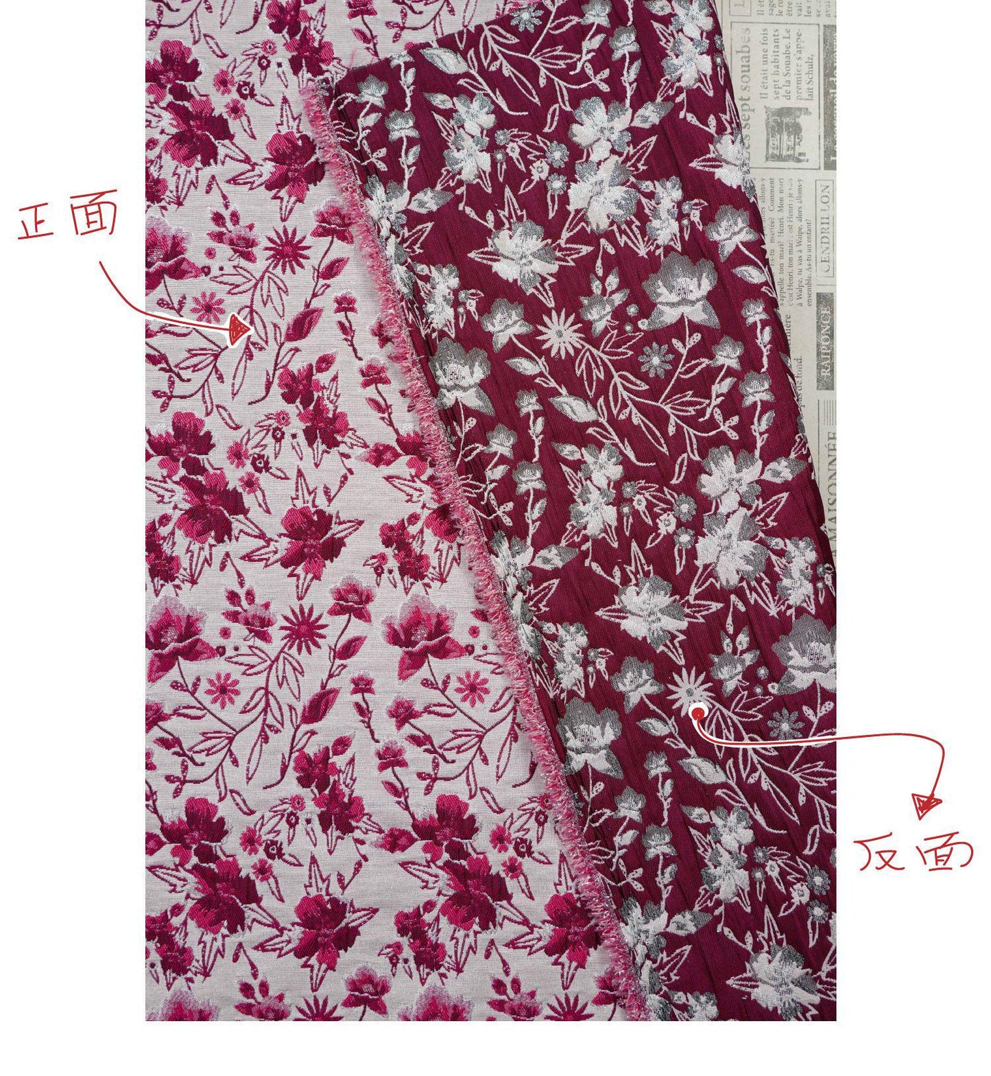 Floral Jacquard Fabric ��� Gold & Silver Threa" Wide