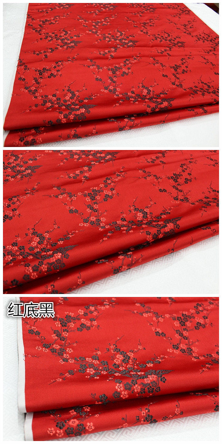 Plum Blossom Silk Brocade Fabric: Multicolored Cheongsam Qipao Material