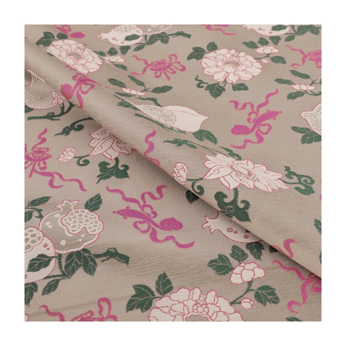 Floral Silk Brocade Fabric: 59"W Chinese Upholstery Sewing Material