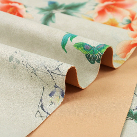 Floral Faux Suede Fabric: 59" Wide Polyester Upholstery