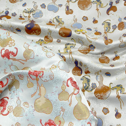 Gourd Brocade Fabric: Red Fortune Design, Cheongsam, Costume, Decor - 59"W
