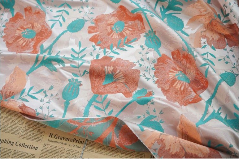 Reversible Rose Jacquard Fabric: Embossed 3D Woven Material, 56"W - Poppylollipop