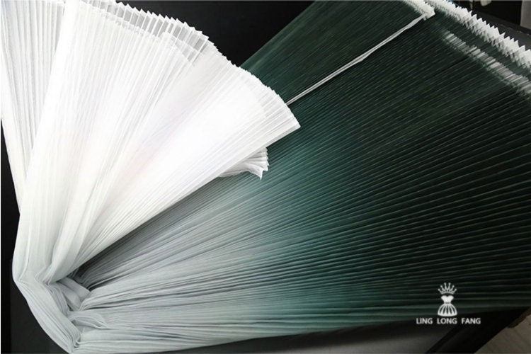Gradient Pleated Organza Fabric: Stiff Texture, 63" Wide