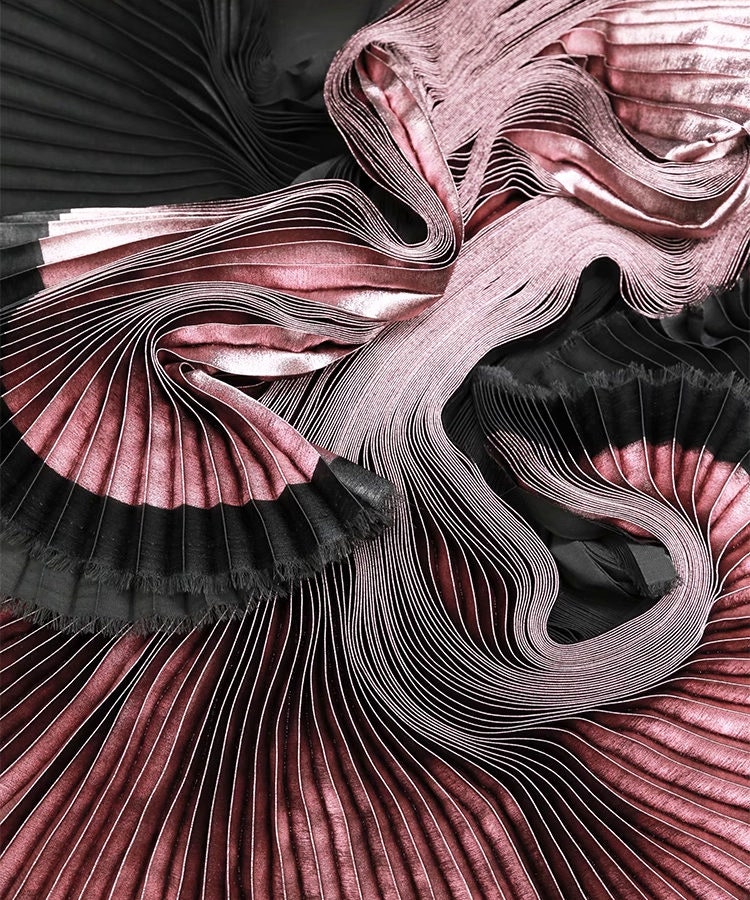 Metallic Pleated Fabric: 59" Wide Stiff Designer Material