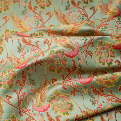 Swan Jacquard Fabric: 64"W Damask Upholstery Fabric - By The Meter