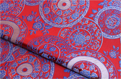 Red Silk Brocade Fabric: Chinese Cheongsam Style, 29.5"W
