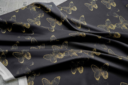 Tissu jacquard satiné soyeux à motif papillon - Largeur : 150 cm - Couture, costumes et décoration