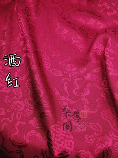 Tissu satin jacquard à motif floral : tissu pour costumes de cosplay chinois antique, largeur 152 cm (60 pouces) - Vendu au mètre