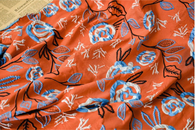 Jacquard Upholstery Fabric: 3D Texture Floral Decor, Costume Sewing (55" W)