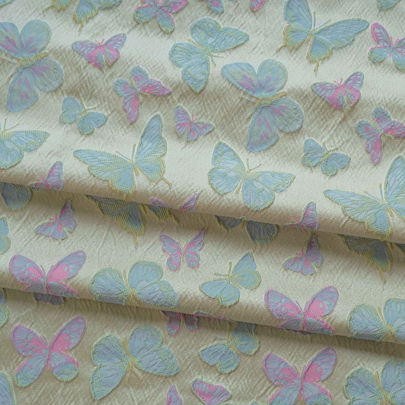 Butterfly Jacquard Fabric: 3D Texture Upholstery, Costume, Decor - 63" W