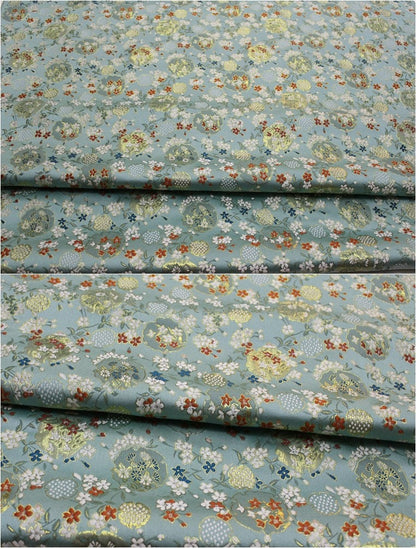 Japanese Dianthus Silk Brocade Fabric: Kimono Bowknot Sewing Material