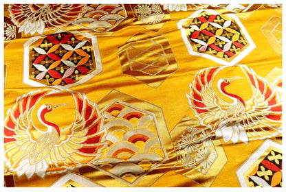 Crane Jacquard Satin Fabric: Birds Pattern, Costume Decor (by the meter)