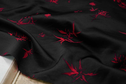 Bamboo Floral Brocade Fabric: Silk Rayon Blend (45"W)