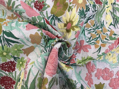 Floral Jacquard Fabric: Yarn-Dyed Rayon Polyester Blend, 55" Wide