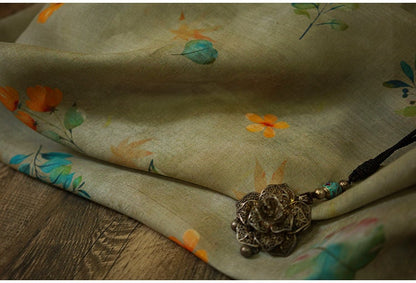 Tissu ramie à motif floral : textile doux et respirant, 140 cm de large