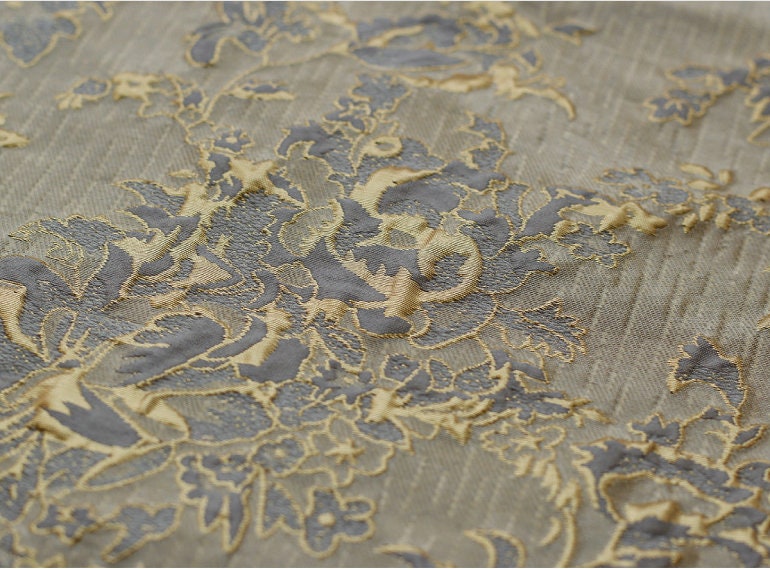Gold Thread Jacquard Fabric: 3D Oil Painting Texture, 55" Wide