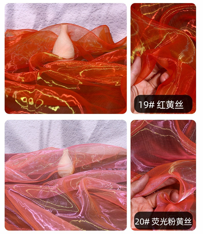 Two-Tone Organza Fabric: 59" Wide Glass Yarn for Sewing & Costumes