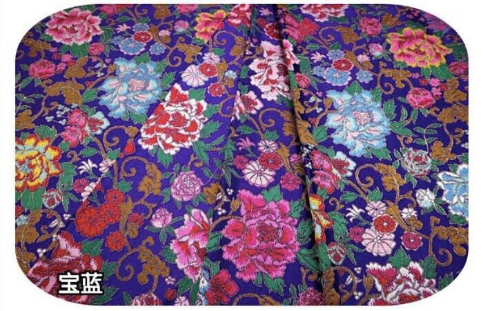 Peony Brocade Fabric: Chinese Jacquard for Cheongsam & Kimono (29"W)